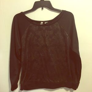 Black and gold damask print sweater